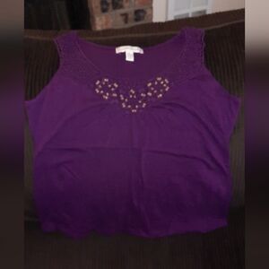 French Laundry Deep Purple Lace Tank Top